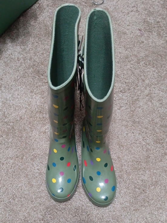Shoes - Green Polka Dot Rain Boots